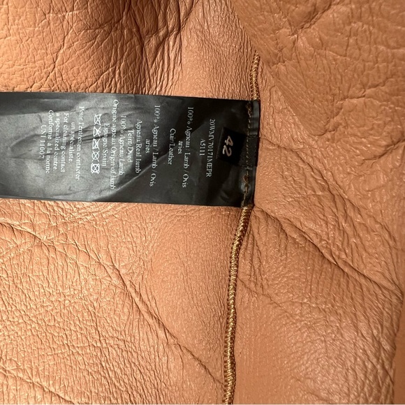 Yves Salomon Mateo Shearling Bomber Jacket Tan Size 42 US 4 100% Lamb Wool - Picture 4 of 10